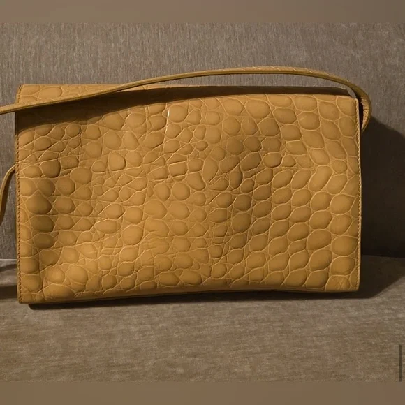 Furla croc-embossed Elegant Tan Leather Shoulder Bag - Picture 7 of 11